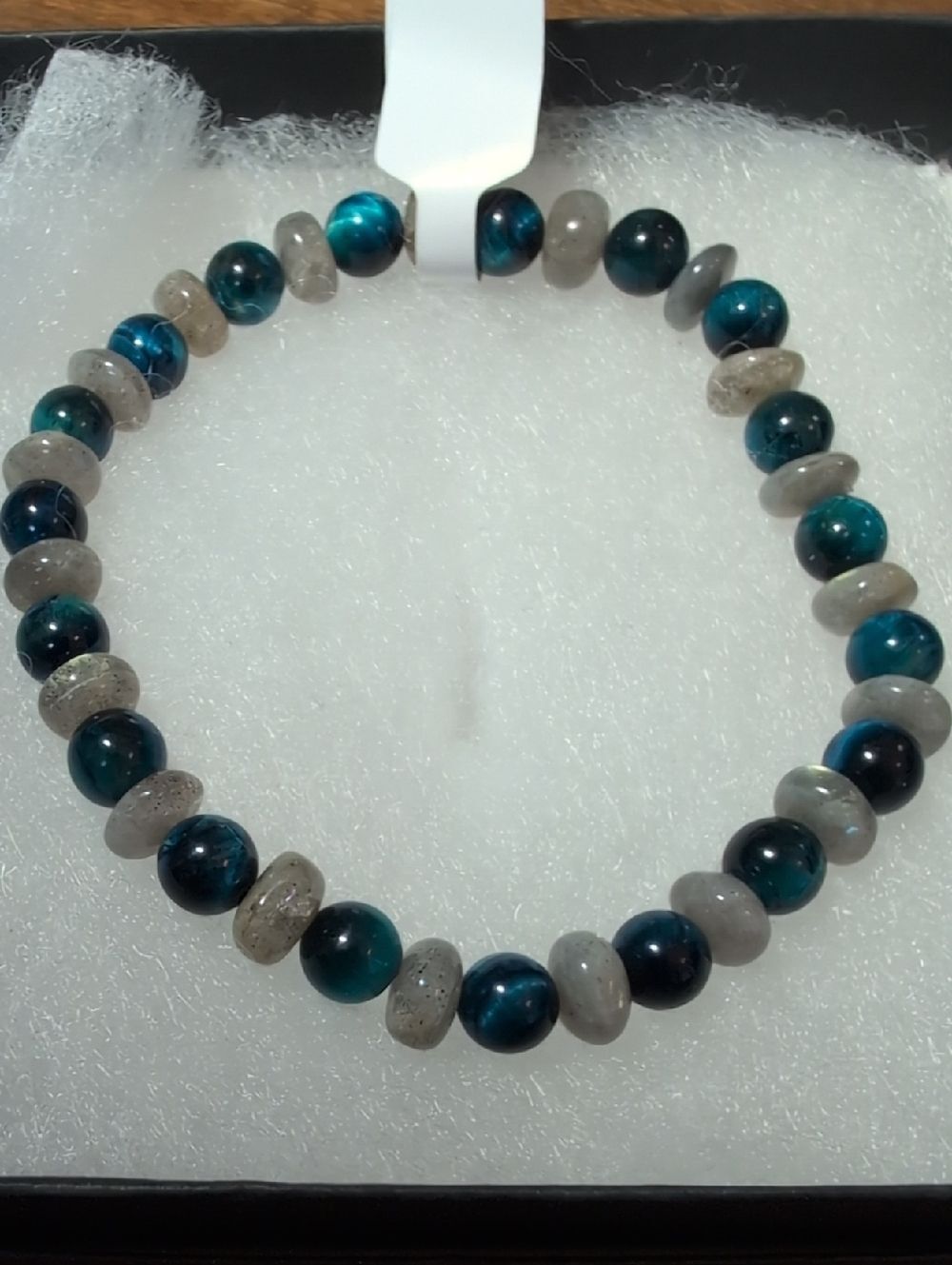 Blue Tiger Eye And Labradorite Stretch Bracelet